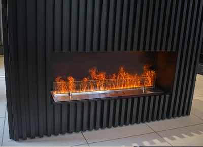 Встраиваемый очаг в модуль Schones Feuer 3D FireLine 1000 Pro стальной + синий цвет фото #4