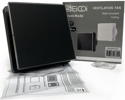 Вытяжка для ванной диаметр 100 мм Seicoi SNAD04-01A Matt black glass, LED фото #3