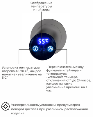 Электрический полотенцесушитель Terminus Рондо П2 350х760 Оружейная сталь фото #5