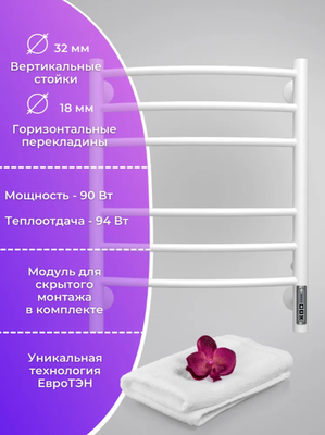 Электрический полотенцесушитель Terminus Классик П6 450х600 электро КС 9003 матовый фото #4