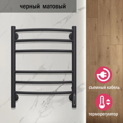 Электрический полотенцесушитель Terminus Классик П6 450х600 электро КС 9005 матовый фото #4
