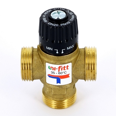 Смесительный клапан Uni-fitt Н 1 термосмесительный 35-60С, смешение боковое, латунный фото #2