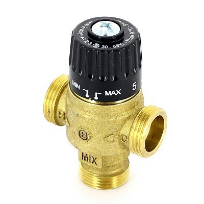 Смесительный клапан Uni-fitt Н 3/4 термосмесительный 30-65С, Kvs 2,3 смешение в центр фото #2