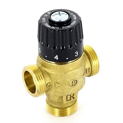 Смесительный клапан Uni-fitt Н 3/4 термосмесительный 30-65С, Kvs 2,3 смешение в центр фото #3
