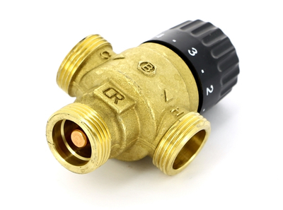 Смесительный клапан Uni-fitt Н 3/4 термосмесительный 30-65С, Kvs 2,3 смешение в центр фото #4