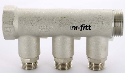 Коллектор Uni-fitt НВ 1x3 вых 1/2 40 мм с кранами, никелированный фото #5