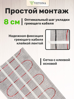 Нагревательный мат Vetona 2250 Вт/15,0 м2 фото #4