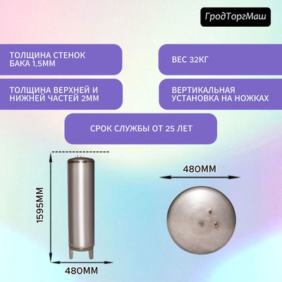 Гидроаккумуляторы Гродторгмаш Резервуар гидроаккумулятора безмембранный 250 л. фото #5