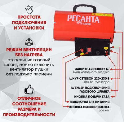 Газовая пушка 12 кВт Ресанта ТГП-12000 фото #5