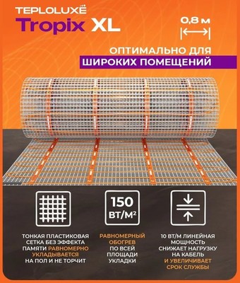Нагревательный мат Теплолюкс Tropix МНН XL 1,0 кв.м (0,8х1,25м) фото #8
