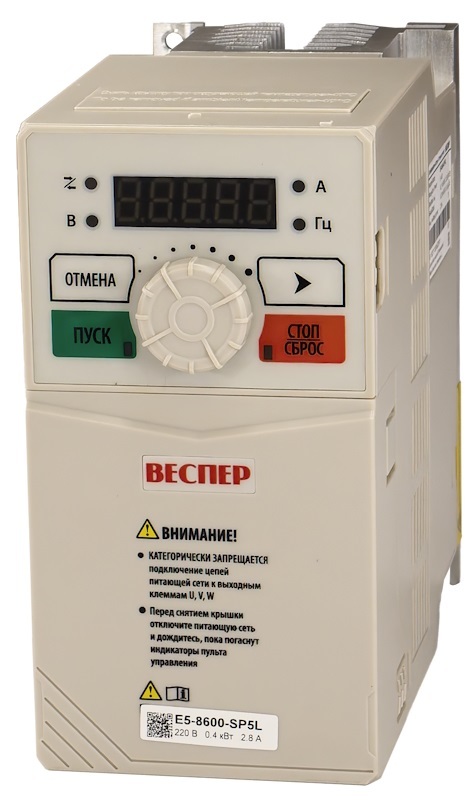 

Частотный преобразователь ВЕСПЕР, Бежевый, ВЕСПЕР E5-8600 0,4 кВт 220В